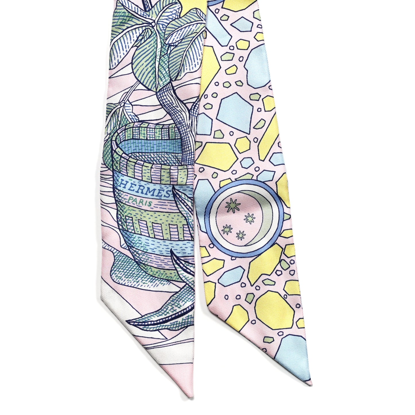 Silk La Danse Des Amazones Twilly Rose Pale Bleu Jaune