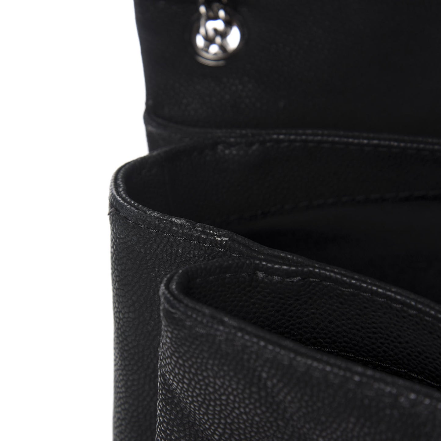 Iridescent Caviar Quilted Medium Lady Pearly Flap Black