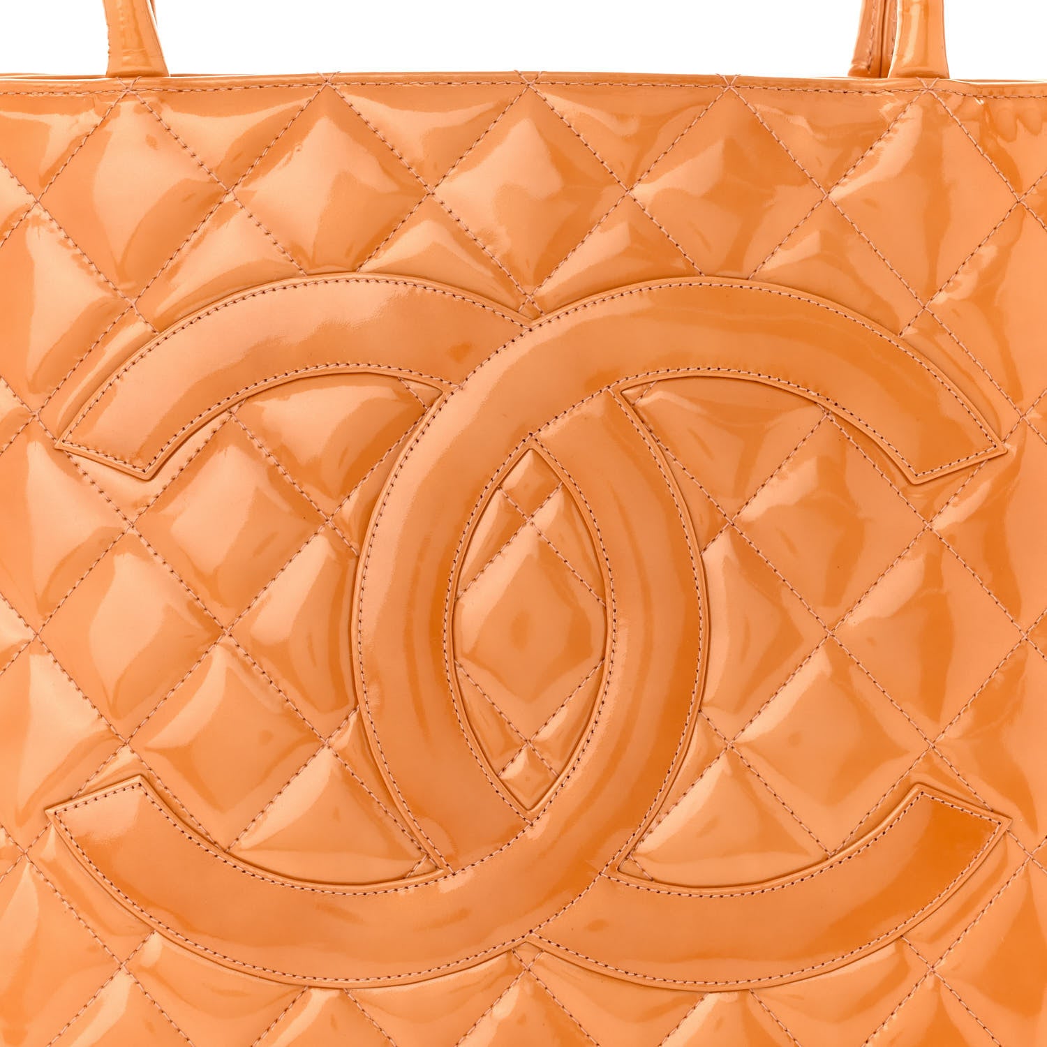 Chanel Patent Quilted Medallion Tote Orange 8 of 10