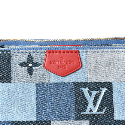 Louis Vuitton Denim Damier Monogram Patchwork Multi Pochette Accessories Blue Rouge 10 of 10