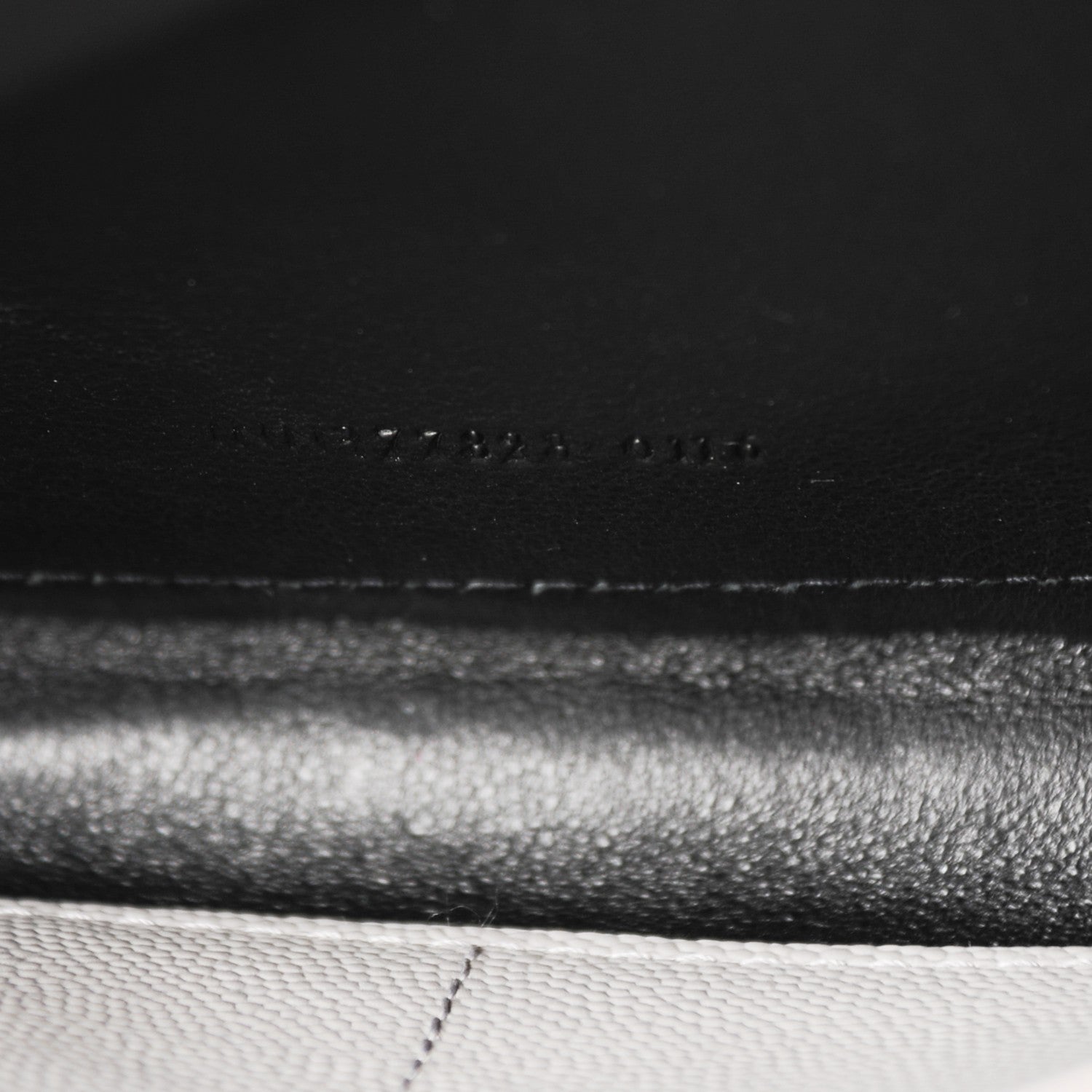 Saint Laurent Grain De Poudre Matelasse Chevron Monogram Chain Wallet Light Grey 8 of 9