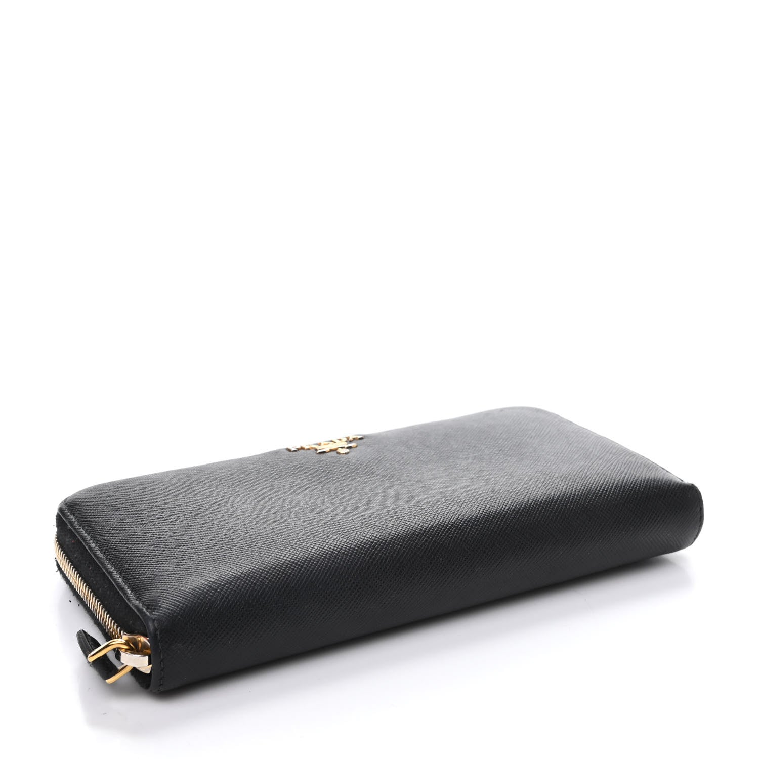 Prada Saffiano Metal Zip Around Wallet Black 4 of 9