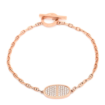 Hermes 18K Rose Gold Diamond Chaine d'Ancre Verso Bracelet ST 1 of 9