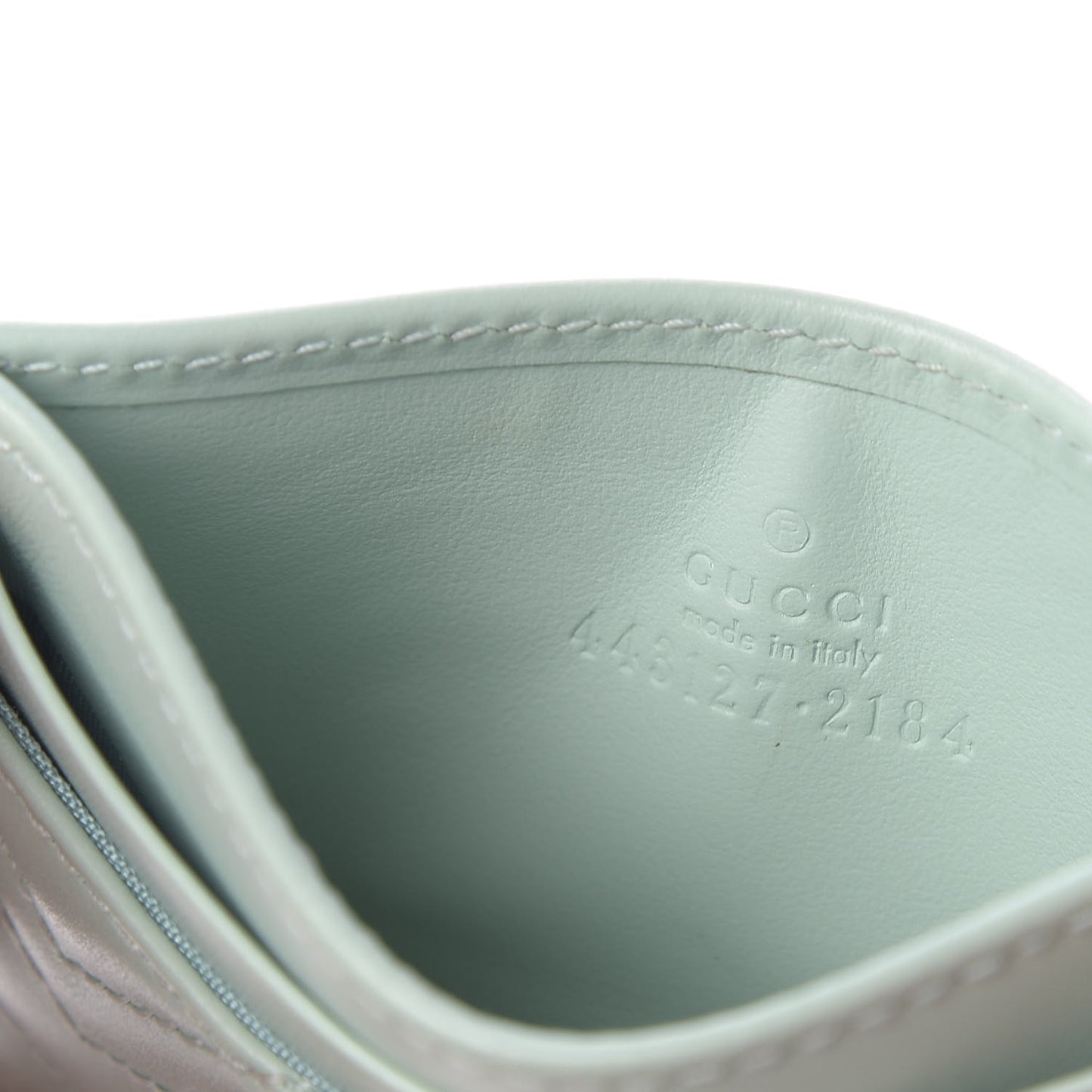Calfskin Matelasse GG Marmont Card Holder Water Green