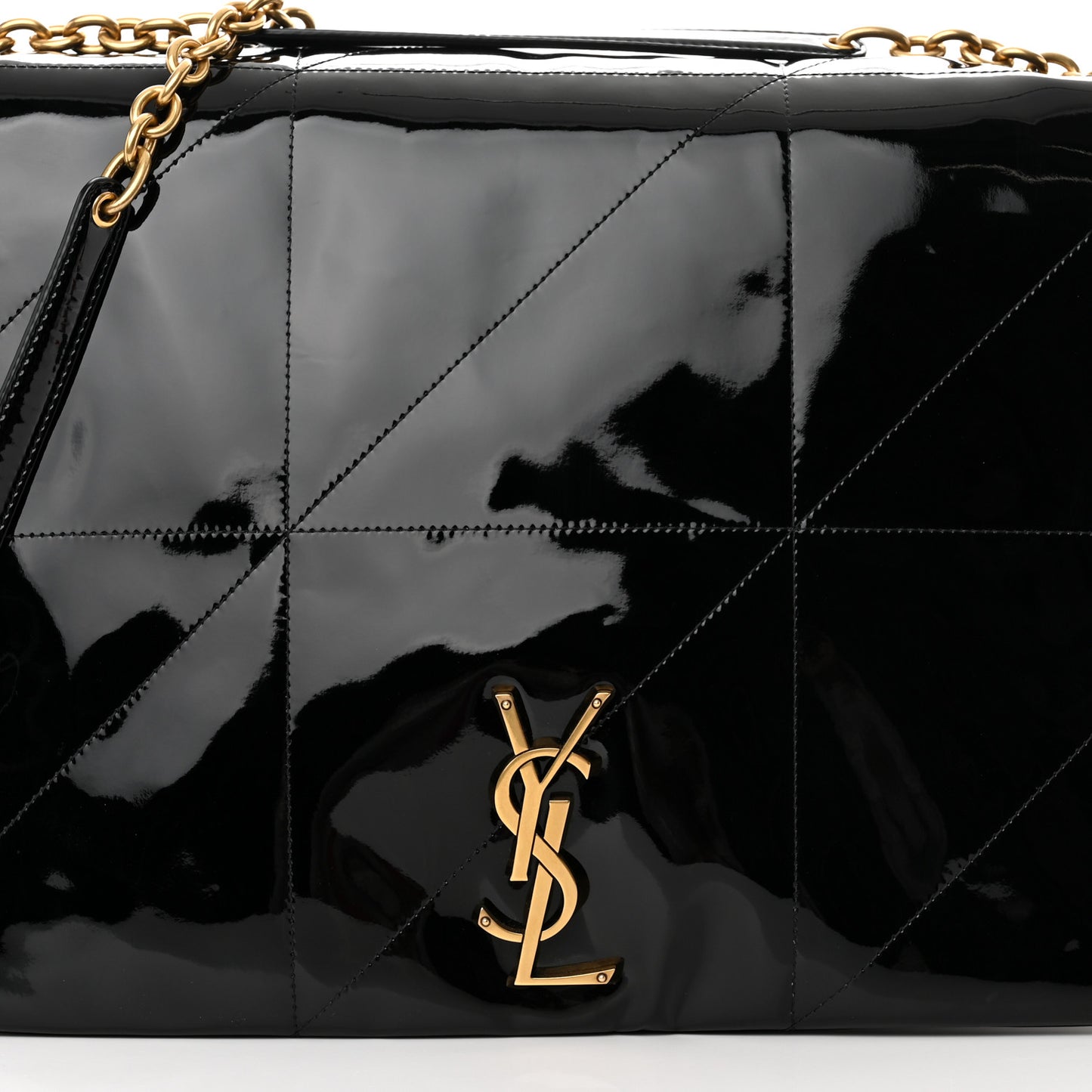 Patent Matelasse Monogram Large Jamie 4.3 Black