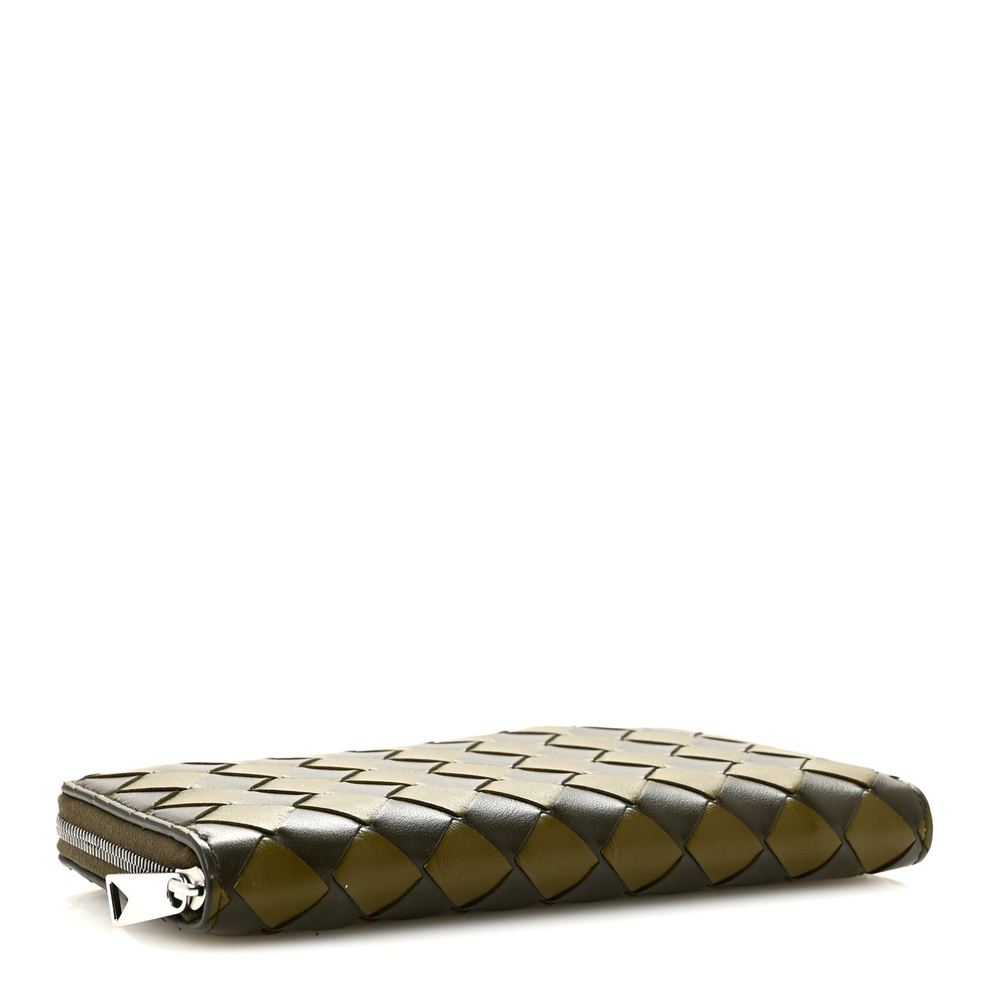 Nappa Intrecciato Zip Around Wallet Kaki Fondent Mustard