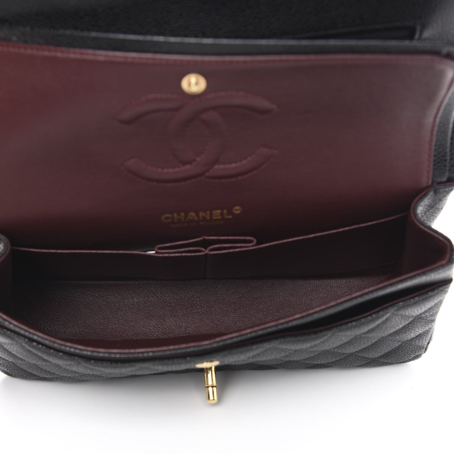 Caviar Quilted Medium Double Flap Black