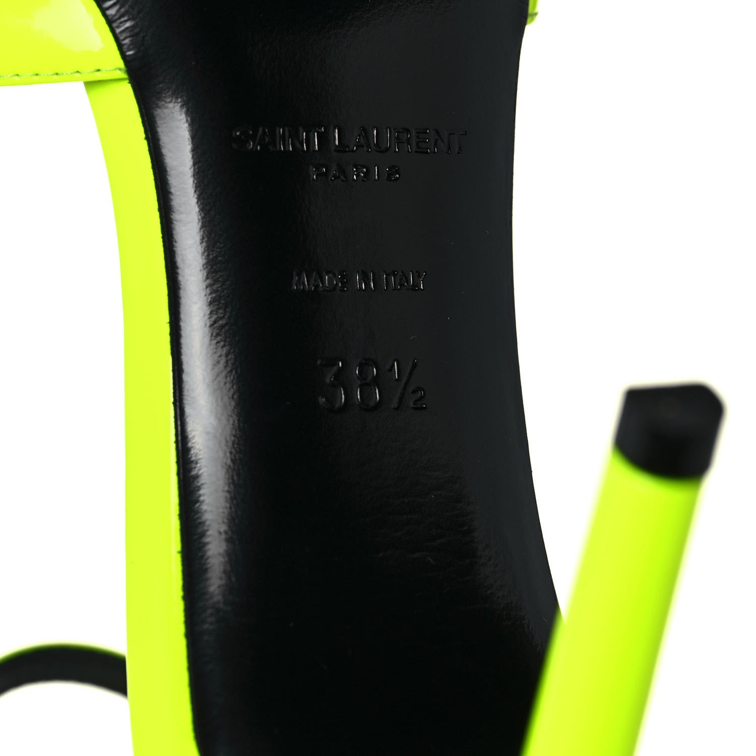 Saint Laurent Patent Anja 85 Ankle Strap Pointed Pumps 38.5 Fluo Yellow 6 of 8