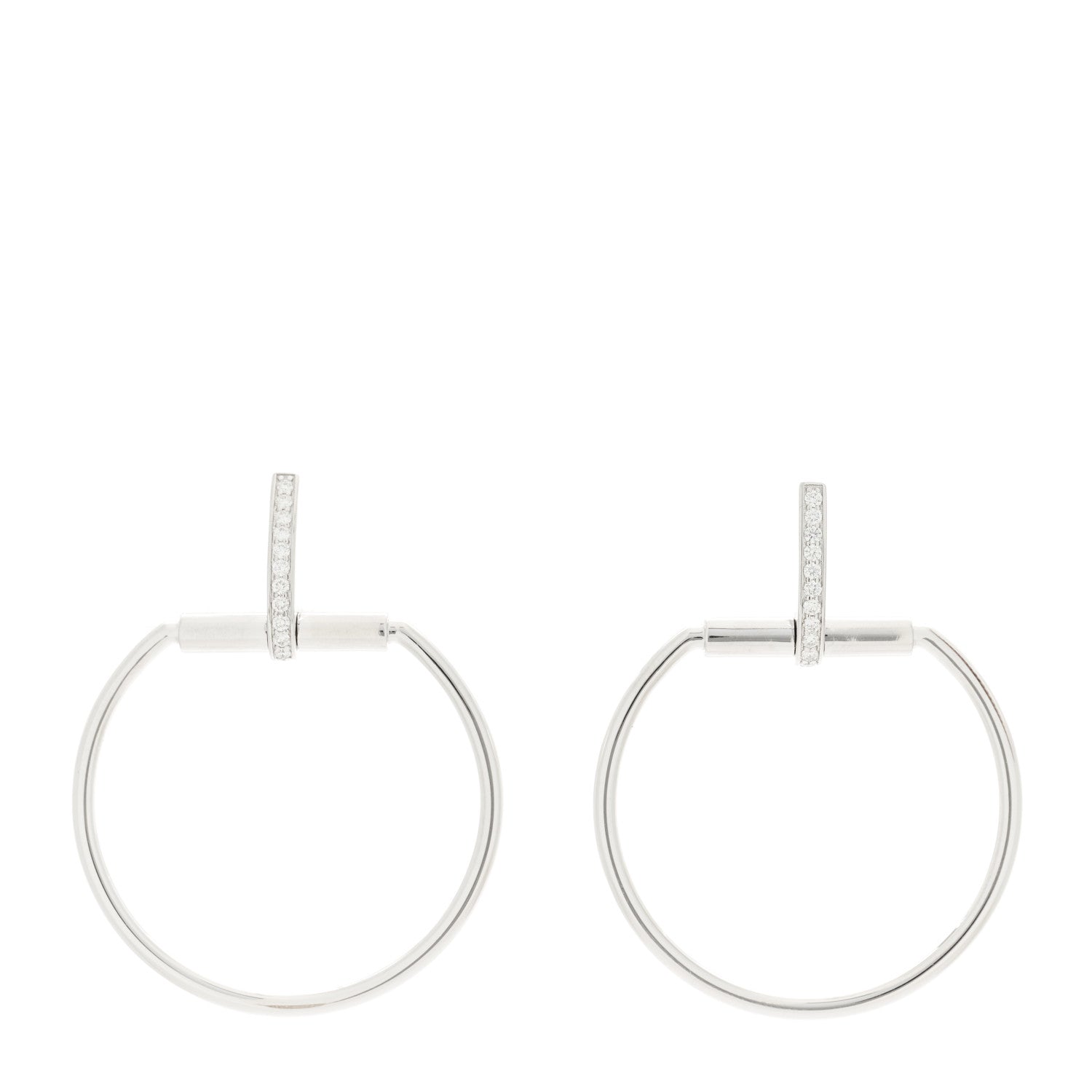 Roberto Coin 18K White Gold Diamond Classica Parisienne Round Drop Earrings 1 of 5
