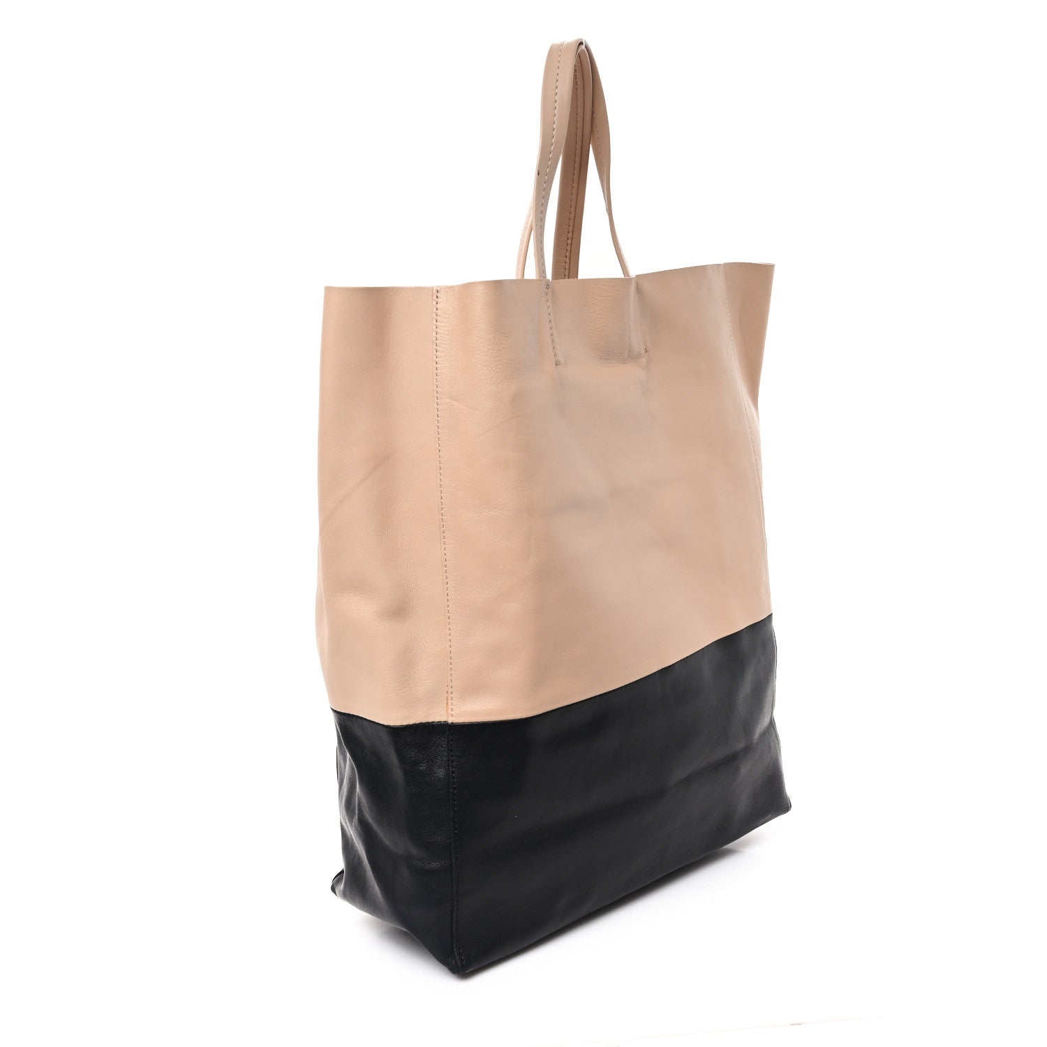 Celine Lambskin Horizontal Bi-Cabas Nude Black 3 of 14