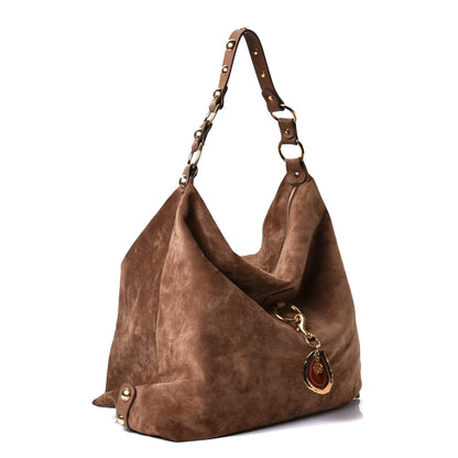 Lanvin Suede Studded Hobo Taupe 3 of 14