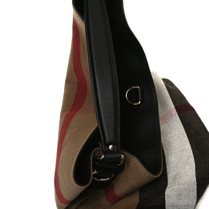 Burberry Canvas Mega Check Medium Ashby Hobo Black 16 of 16