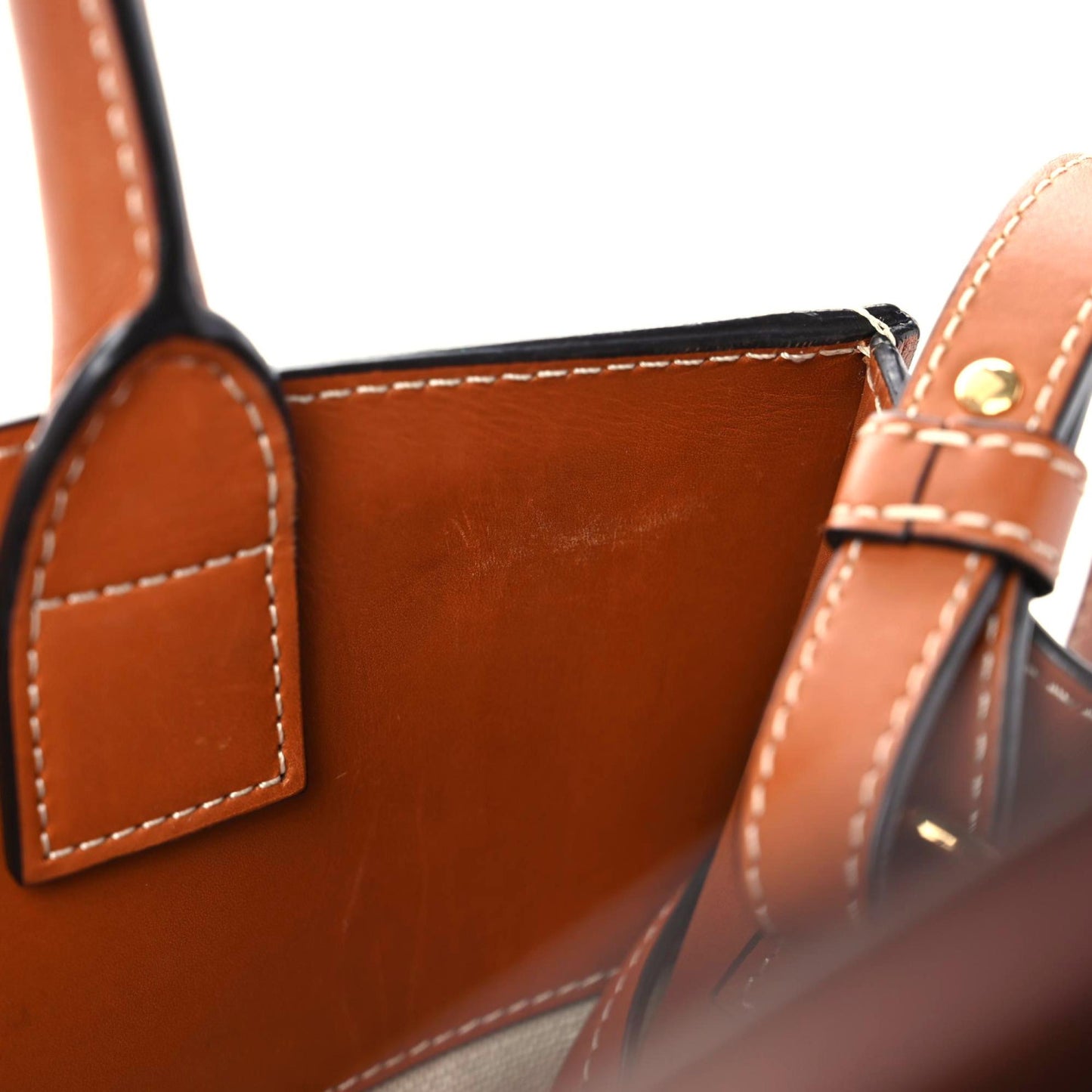 Canvas Calfskin Jacquard Floral Small Vertical Cabas Black Tan