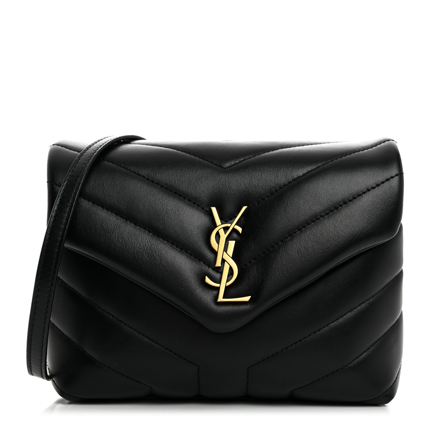 Calfskin Y Quilted Monogram Toy Loulou Crossbody Bag Black