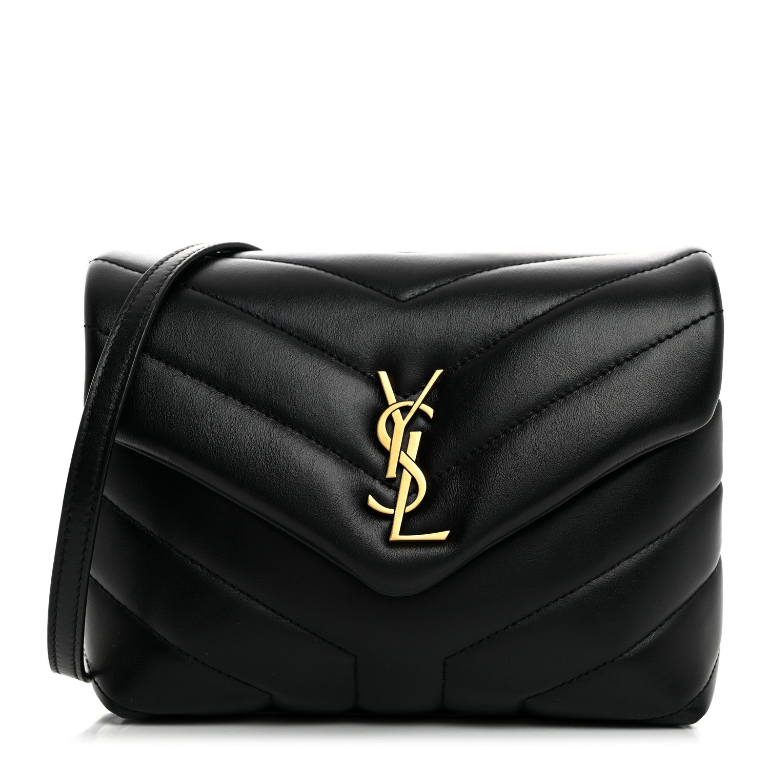 Saint Laurent Calfskin Y Quilted Monogram Toy Loulou Crossbody Bag Black 1 of 10