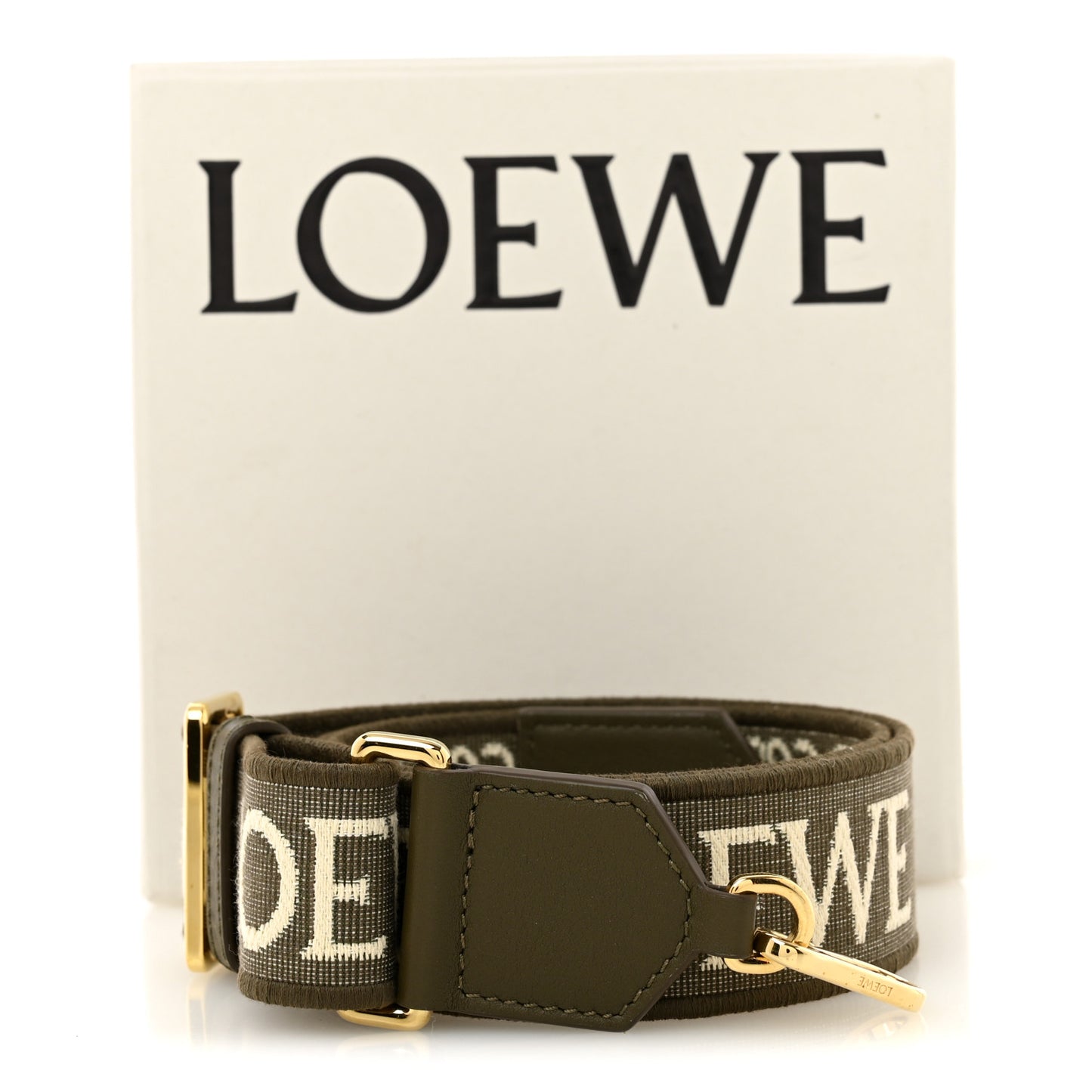 Calfskin Jacquard Anagram Strap Dark Khaki