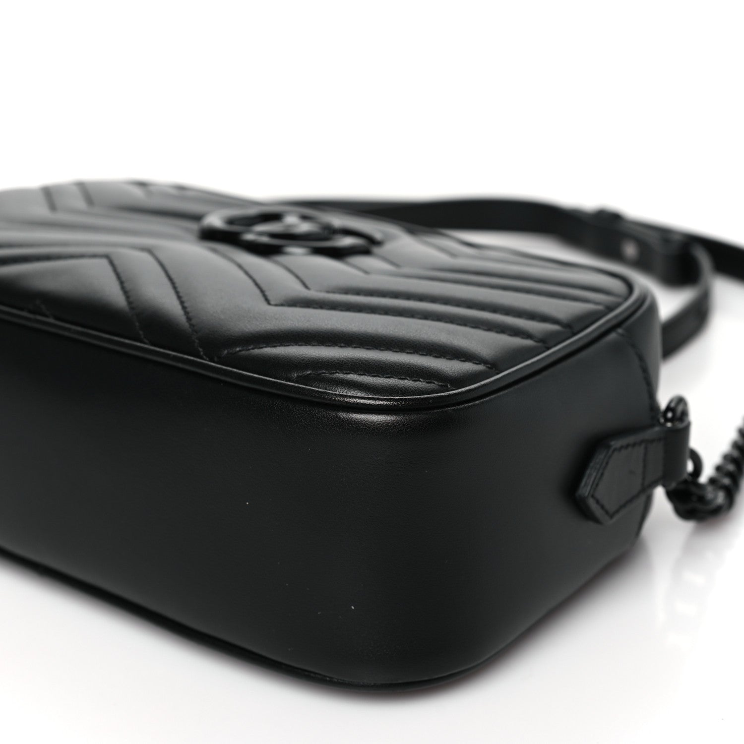 Gucci Calfskin Matelasse Monochrome Small GG Marmont Chain Shoulder Bag Black 10 of 10