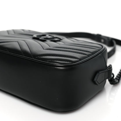 Gucci Calfskin Matelasse Monochrome Small GG Marmont Chain Shoulder Bag Black 10 of 10