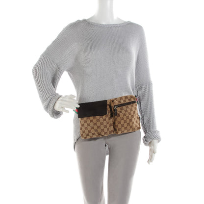 Gucci GG Monogram Web Double Pocket Belt Bag Dark Brown 2 of 8