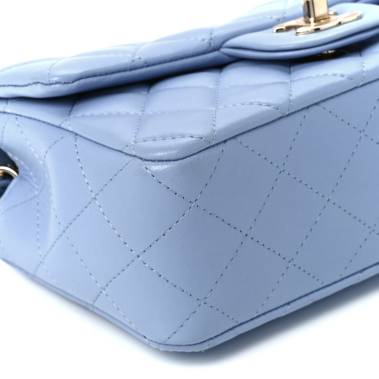 Chanel Lambskin Quilted Mini Rectangular Flap Light Blue 10 of 11
