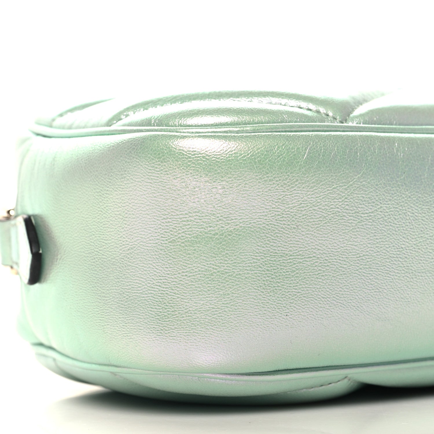 Gucci Iridescent Nappa Chevron Matelasse Small GG Marmont Chain Shoulder Bag Iridescent Salvy Green 9 of 11