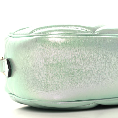 Gucci Iridescent Nappa Chevron Matelasse Small GG Marmont Chain Shoulder Bag Iridescent Salvy Green 9 of 11