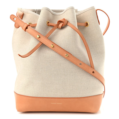 Mansur Gavriel Canvas Calfskin Bucket Bag Creme Cammello 1 of 12