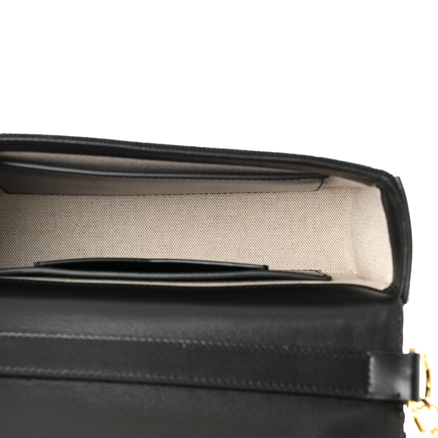 Canvas Woven Embroidered Medium 4G Bag With Chain Black