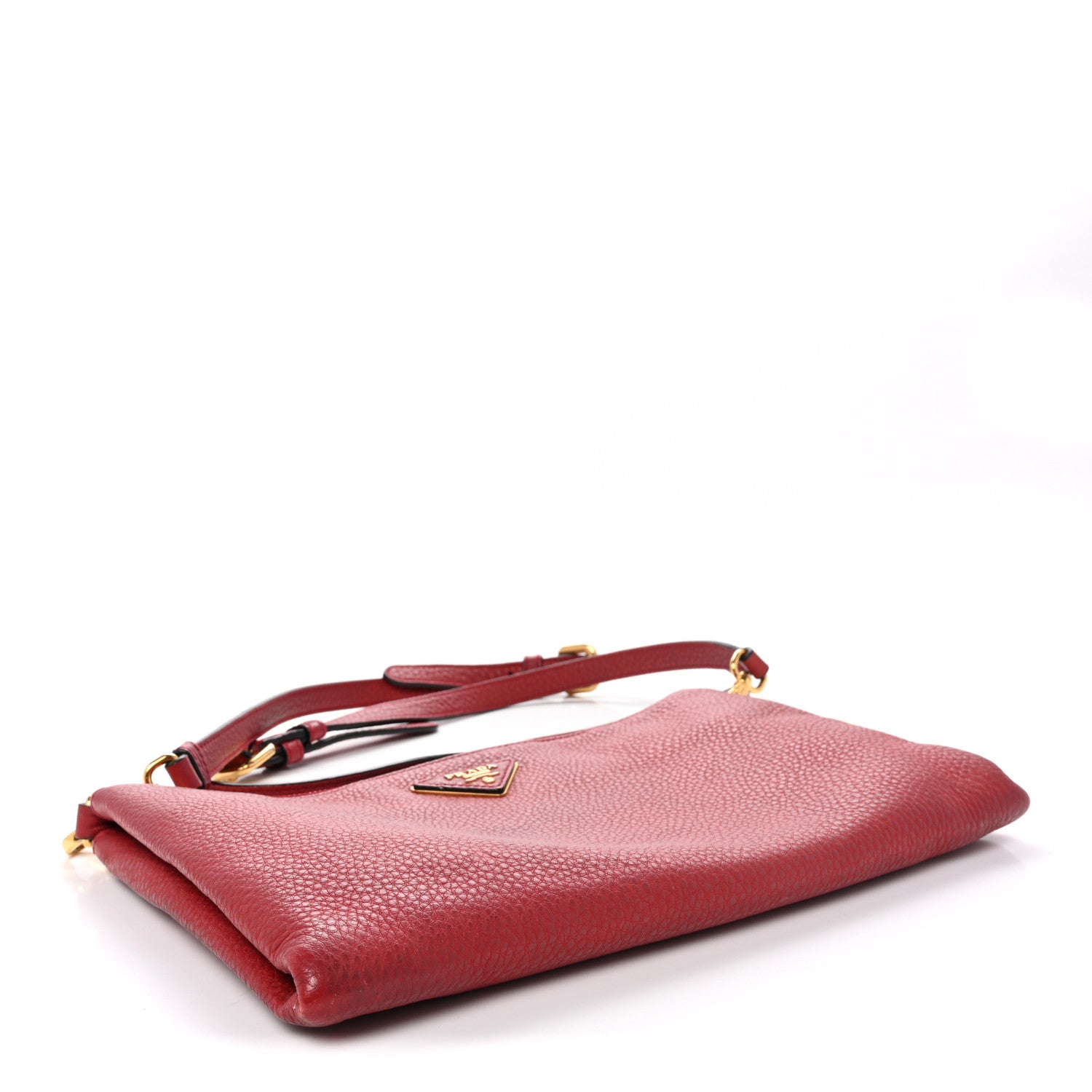 Prada Vitello Daino Zippered Crossbody Bag Rosso 4 of 12