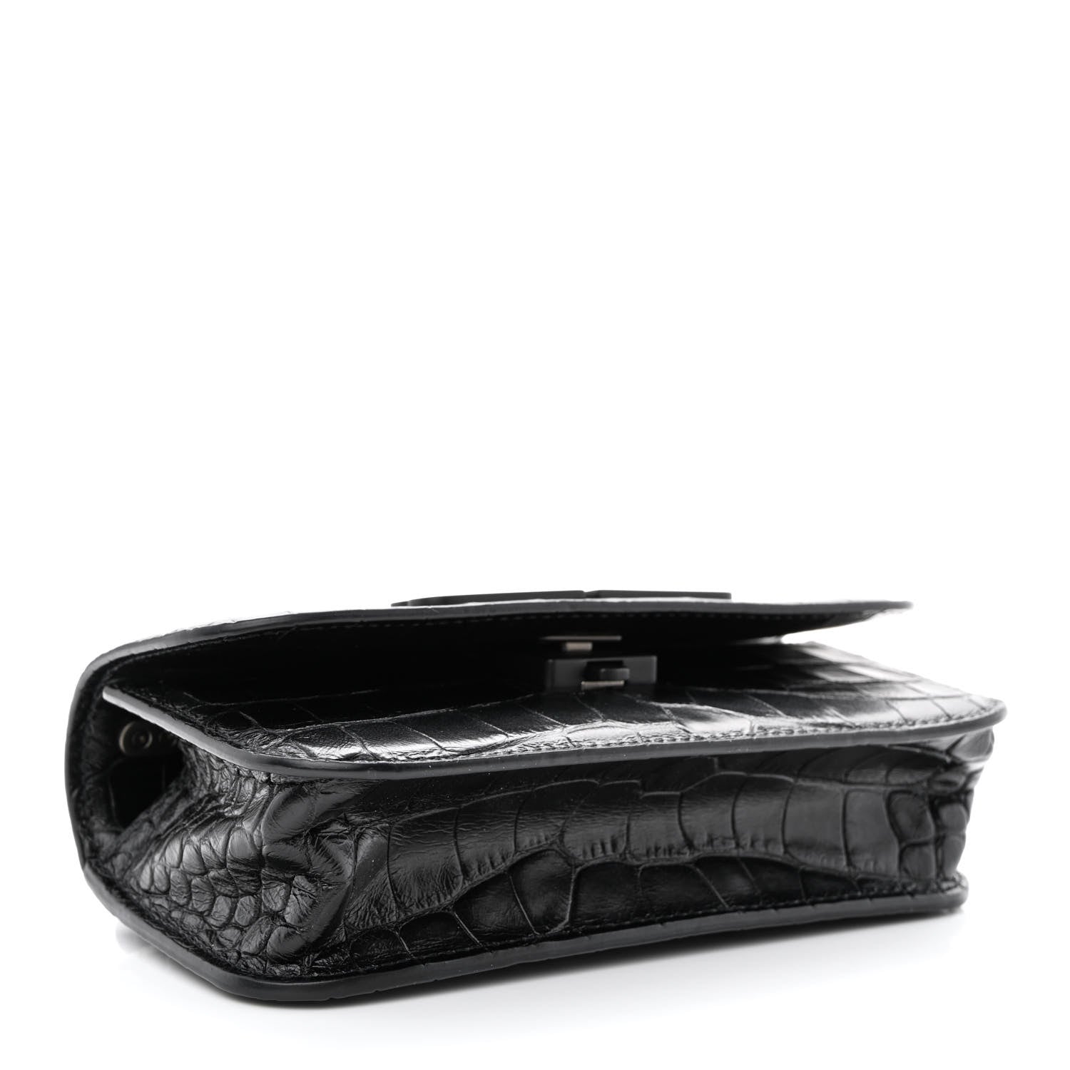 Balenciaga Extra Supple Calfskin Monochrome Crocodile Embossed Gossip Chain Bag XS Black 4 of 10