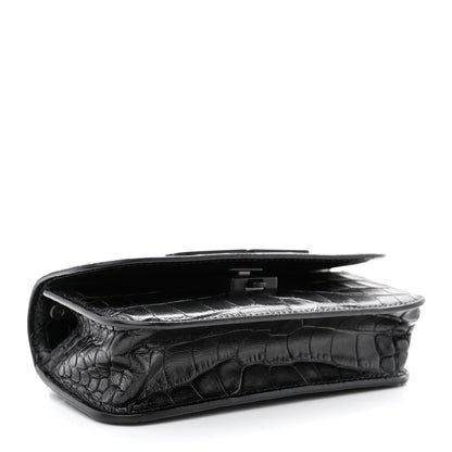 Balenciaga Extra Supple Calfskin Monochrome Crocodile Embossed Gossip Chain Bag XS Black 4 of 10