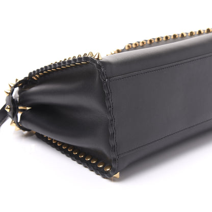 Fendi Vitello Seta Shiny Nappa Scalloped Studded Mini Peekaboo Iconic Satchel Black 6 of 8