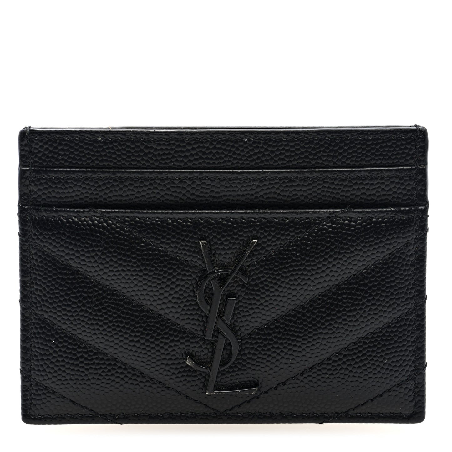 Grain De Poudre Matelasse Chevron Monochrome Monogram Credit Card Case Black