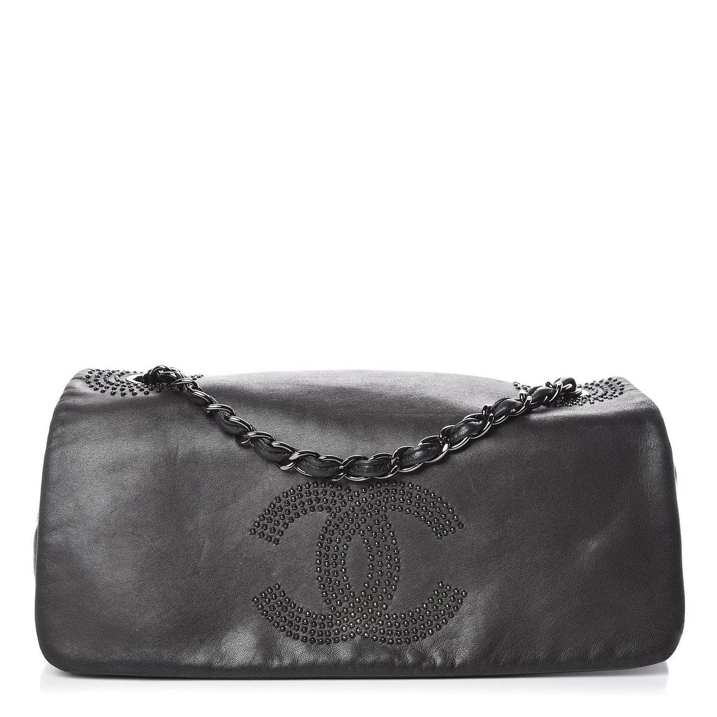 Lambskin Studded CC East West Flap Black