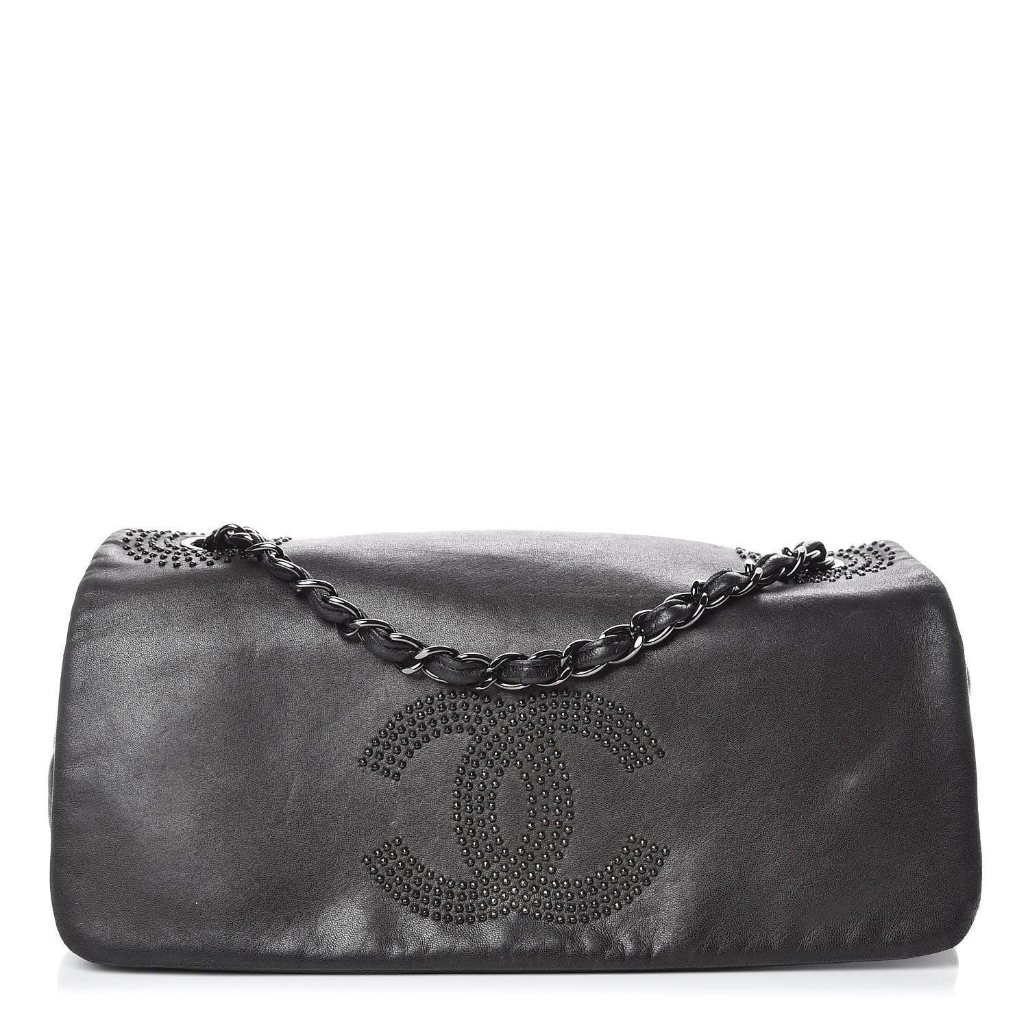 Chanel Lambskin Studded CC East West Flap Black 1 of 16