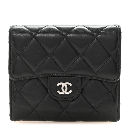 Chanel Lambskin Quilted Compact Flap Wallet Black 1 of 9