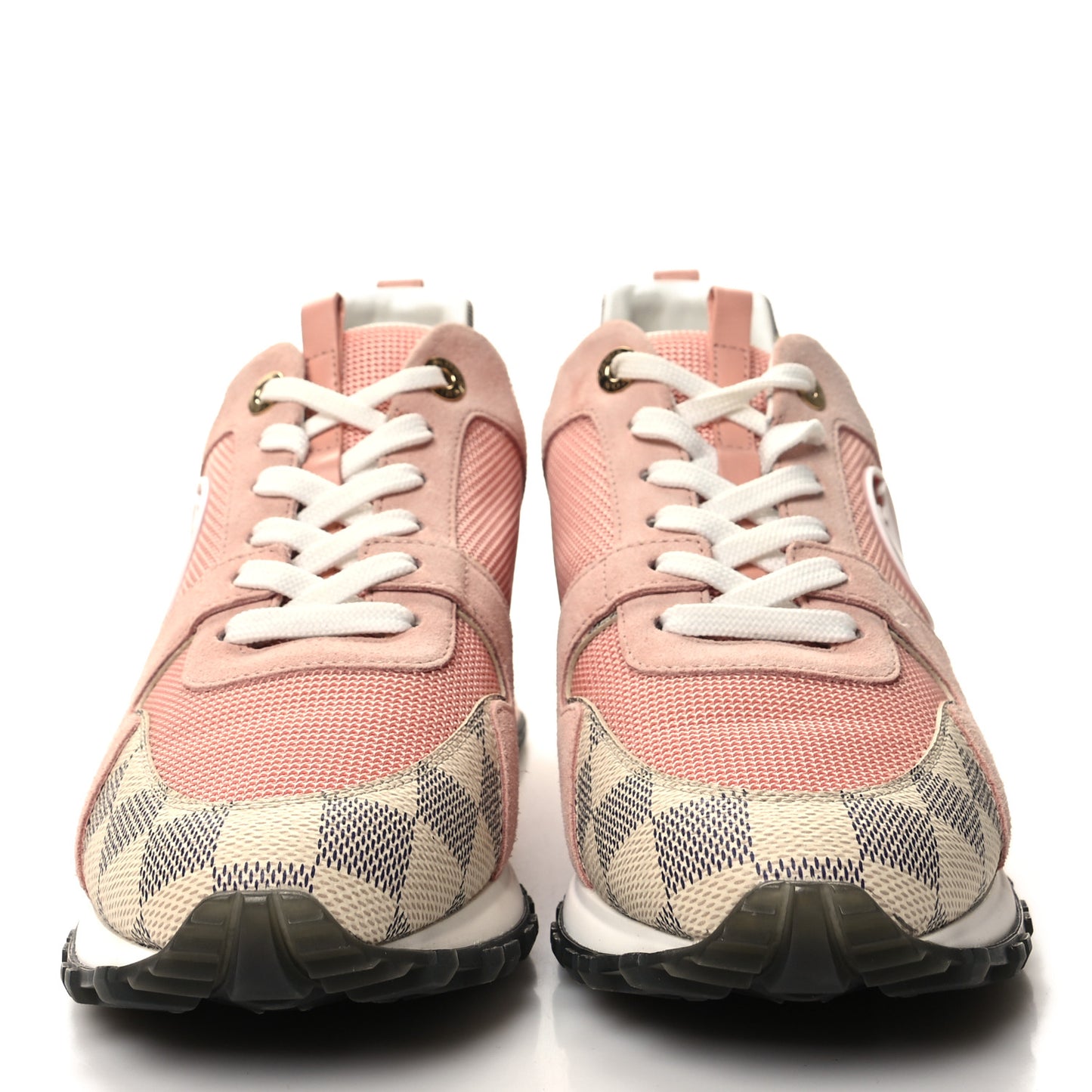 Suede Damier Azur Run Away Sneakers 39 Pink