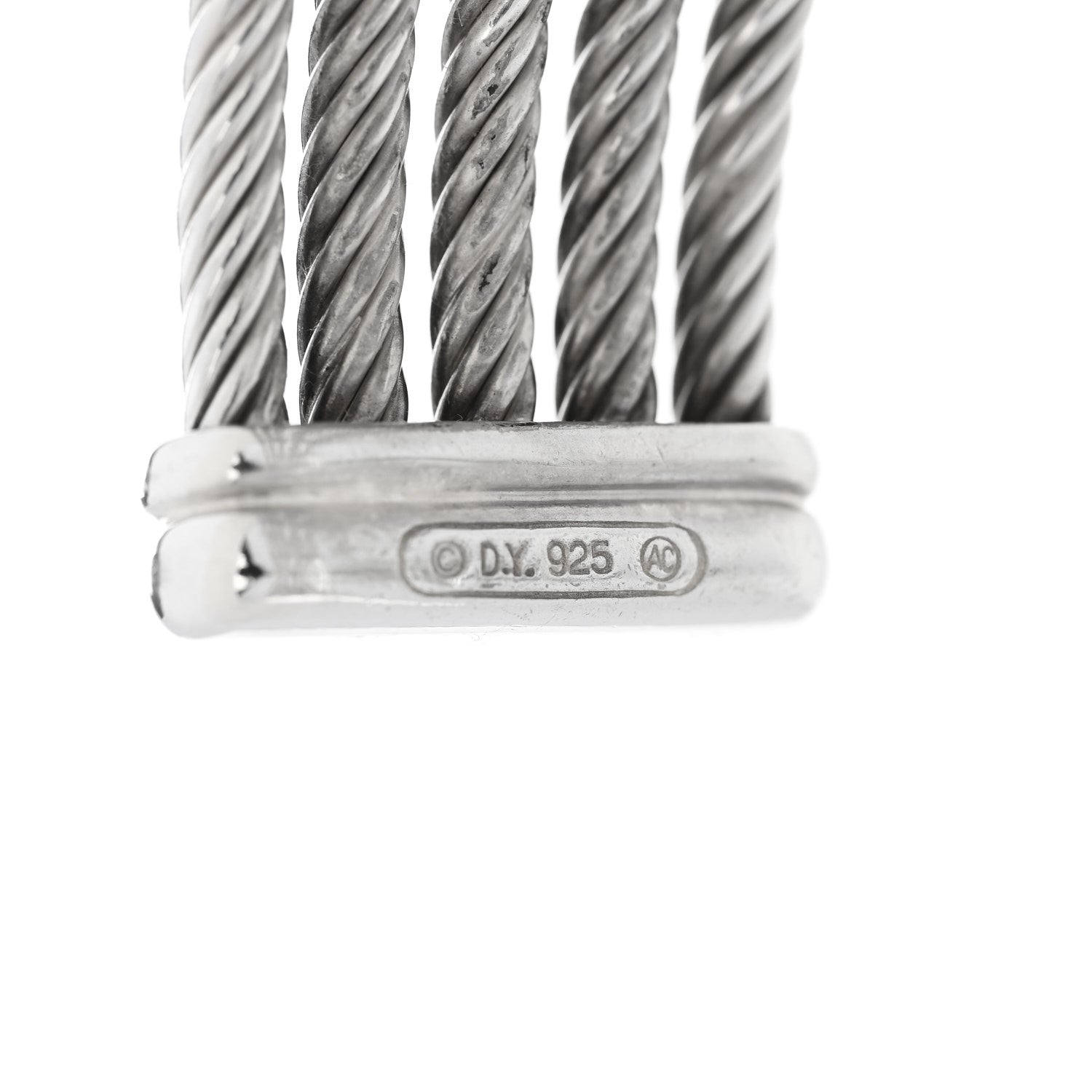 David Yurman Sterling Silver Diamond Five Row Confetti Cuff Bracelet 4 of 4