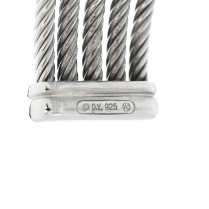 David Yurman Sterling Silver Diamond Five Row Confetti Cuff Bracelet 4 of 4