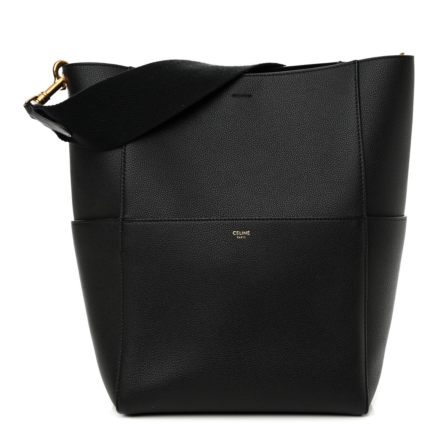 Celine Soft Grained Calfskin Sangle Bucket Bag Black 1 of 9