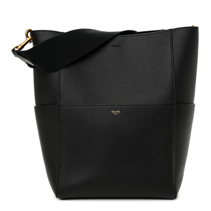 Celine Soft Grained Calfskin Sangle Bucket Bag Black 1 of 9