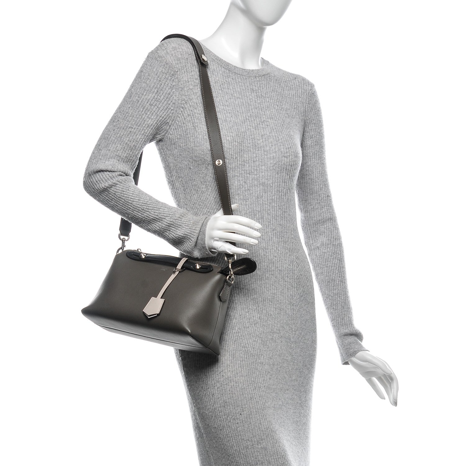 Fendi Vitello Dolce 4 Color Medium By The Way Boston Bag Carbone Grigio Polvere Multicolor 2 of 6
