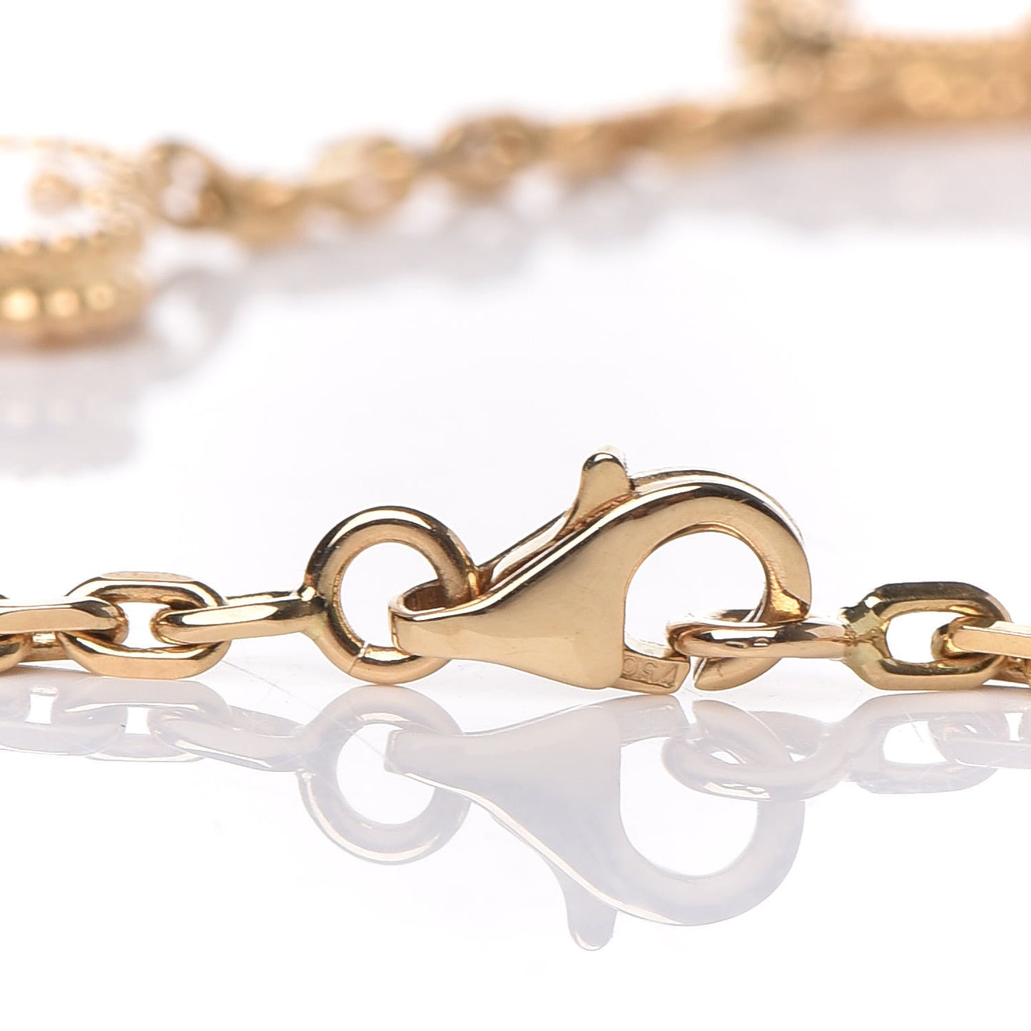 18K Yellow Gold Mother of Pearl 20 Motifs Vintage Alhambra Necklace