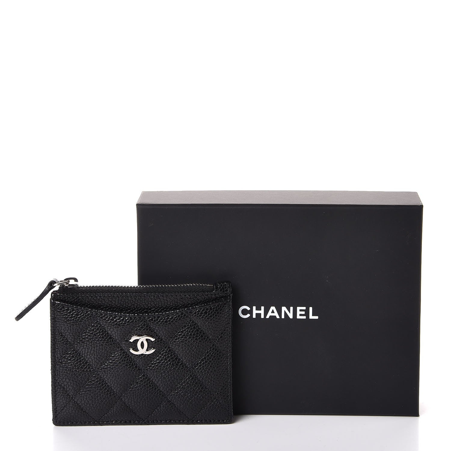 Chanel Caviar Quilted CC Zip Card Holder Black 8 of 8