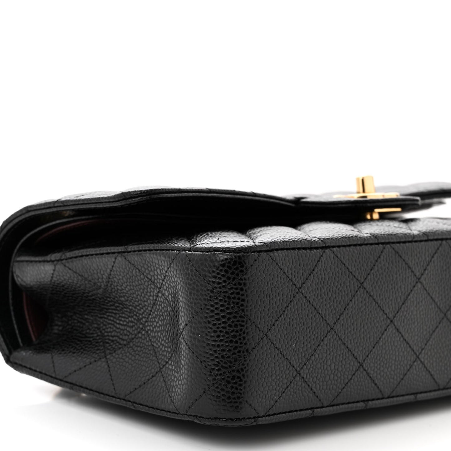 Caviar Quilted Medium Double Flap Black