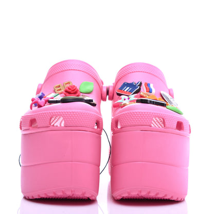 Balenciaga X CROCS Rubber Textured Womens Platform Sandals 36 Rose Bonbon 2 of 9