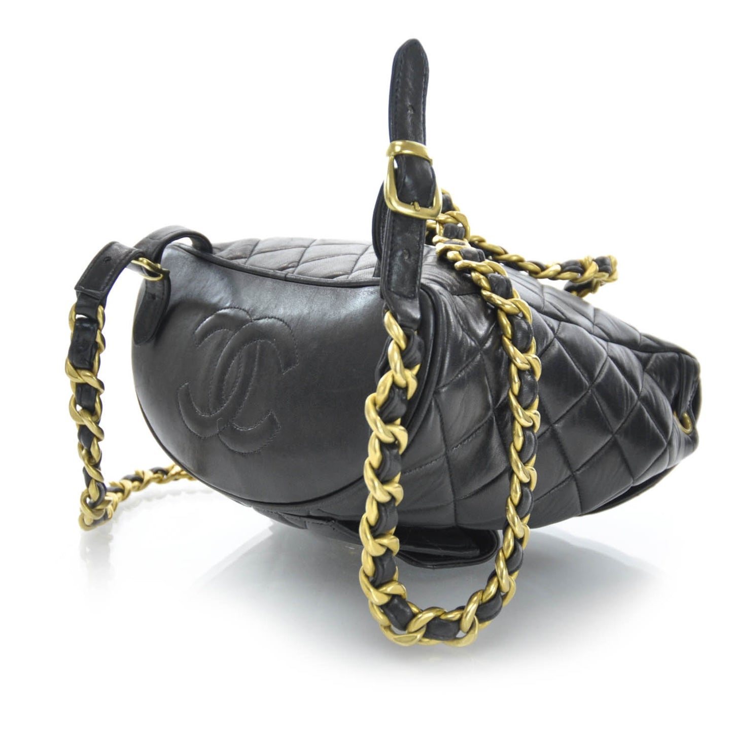 Lambskin Quilted Backpack Black