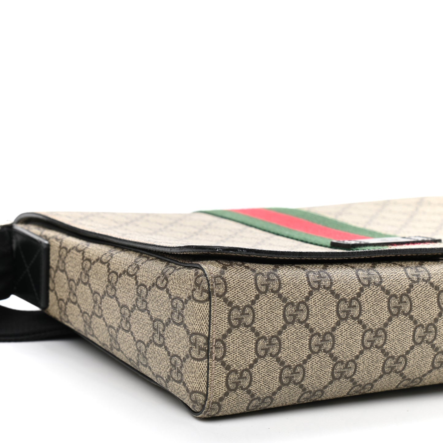 GG Supreme Monogram Web Flap Messenger Bag Black