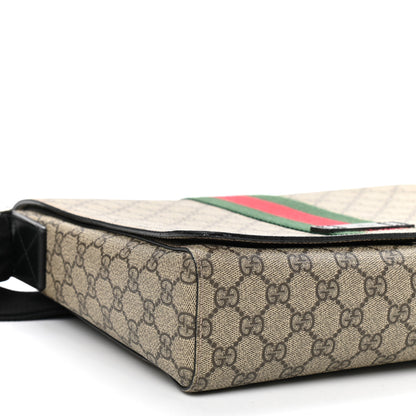 Gucci GG Supreme Monogram Web Flap Messenger Bag Black 9 of 9