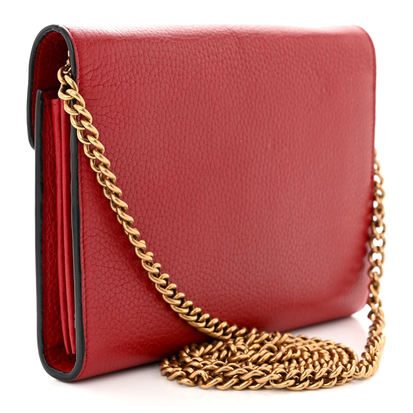 Calfskin GG Marmont Chain Wallet Vulcanic Red